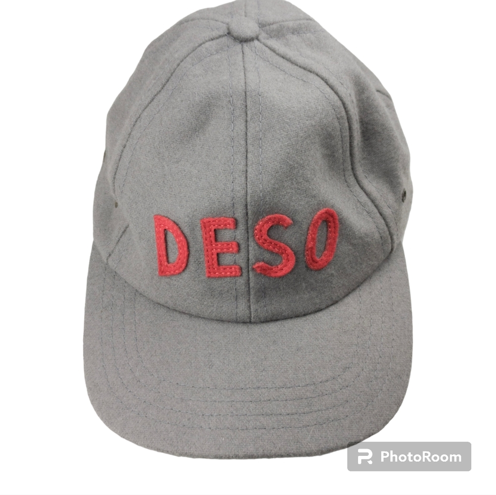DESO Supply Co Hat Cap USA Adjustable Leather Strap Gray & Red Unisex